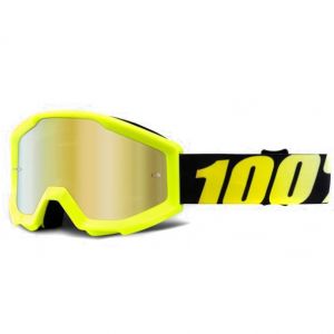 100% Strata Jr. Youth Goggles - Neon Yellow - Gold Mirror Lens Crucial BMX Racing Shop Bristol UK